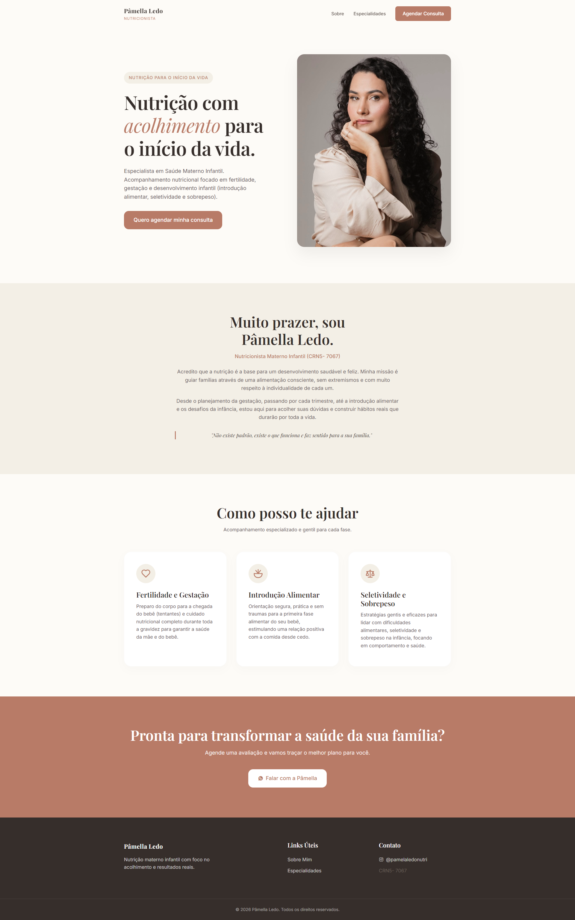 Site para Nutricionista Pâmella Ledo